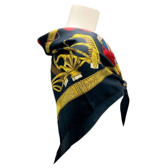 Hermes Black / Red / Blue / Gold Grand Uniforme Square Silk Twill Scarf - Picture 3 of 9